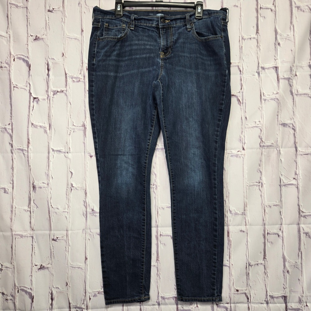 Old Navy Skinny Mid-Rise Dark Wash Jeans Womens Size 14 Regular Stretch Denim